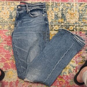 Lucky Brand low-rise ripped knee/distressed and embroidered Blue Denim Jeans
